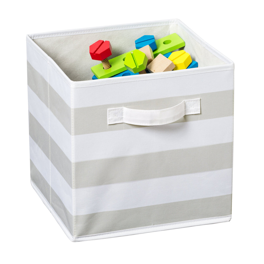 Explore + Store Kids Toy Storage Bin, Grey Stripe