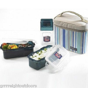 Lock&Lock Blue Double Zip Lunch Bag 3 Piece Containers