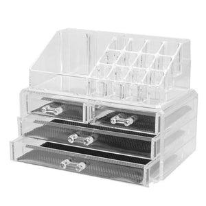 2Model Acrylic Cosmetic Organizer 3-Layer Lipstick Holder Display Stand Clear Makeup Case Makeup