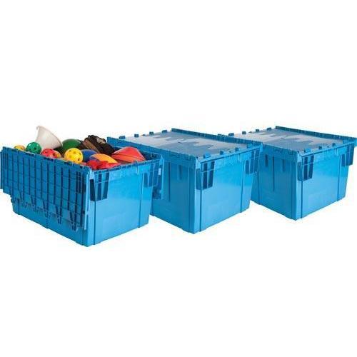 Premium Heavy-Duty Attached Lid Container - Blue - Set of 3