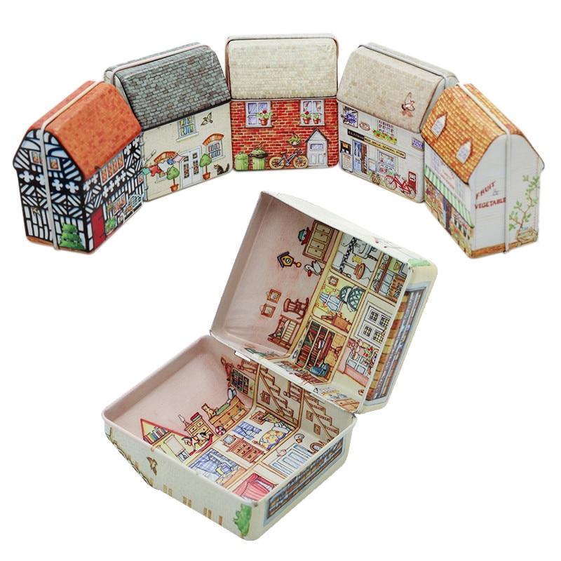 Mini House Shape Tin Plate Storage Container