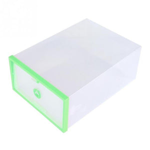 2Pcs Foldable Plastic Shoe Storage Box Case Clear Shoe Organizer Space Saver Shelf Drawer Shoe Storage Containers Holder