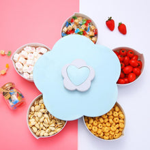 Rotating Food Storage Organizer Box - Flower Bloom Design Candy Nut Snack Serving Tray