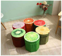 Storage Fruit and Wood Pattern Box With Seat